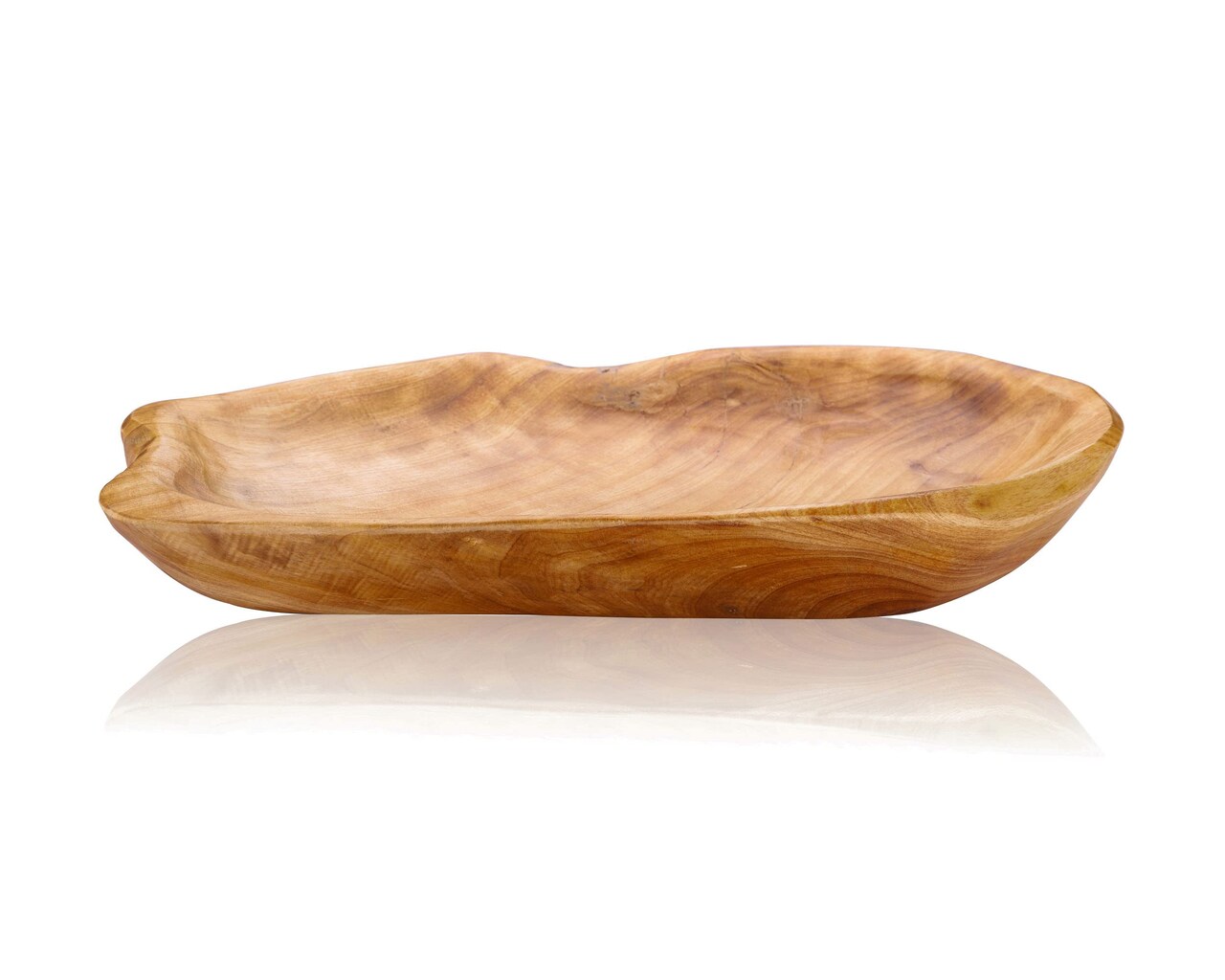 Natural Fir Root Wood Dish Bowl, Handmade Wood Serving Platter Tray Plate,Wooden Plates for Sandwich Bread Fruit Salad Snack Dough Candy Serving Appetizer Display (11.4"x7.5")